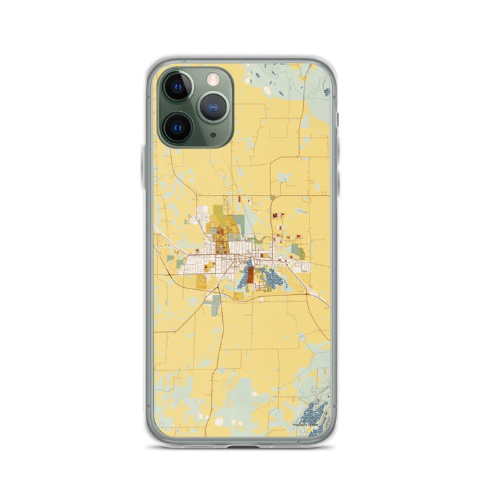 Custom iPhone 11 Pro Whitewater Wisconsin Map Phone Case in Woodblock