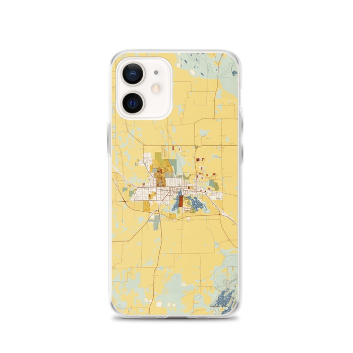 Custom iPhone 12 Whitewater Wisconsin Map Phone Case in Woodblock