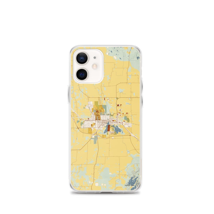 Custom iPhone 12 mini Whitewater Wisconsin Map Phone Case in Woodblock