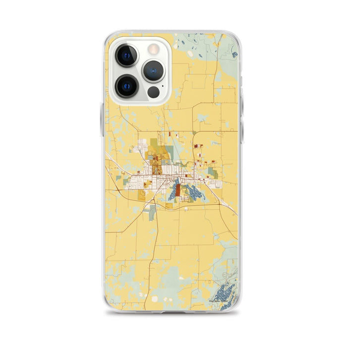 Custom iPhone 12 Pro Max Whitewater Wisconsin Map Phone Case in Woodblock