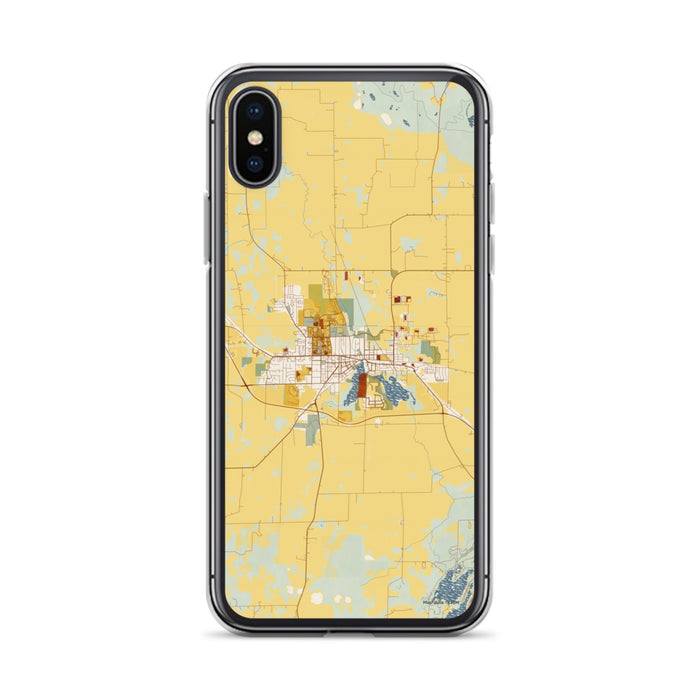 Custom iPhone X/XS Whitewater Wisconsin Map Phone Case in Woodblock