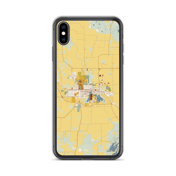 Custom iPhone XS Max Whitewater Wisconsin Map Phone Case in Woodblock