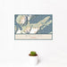 12x18 Whittier Alaska Map Print Landscape Orientation in Woodblock Style With Small Cactus Plant in White Planter