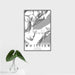16x24 Whittier Alaska Map Print Portrait Orientation in Classic Style With Tropical Plant Leaves in Water