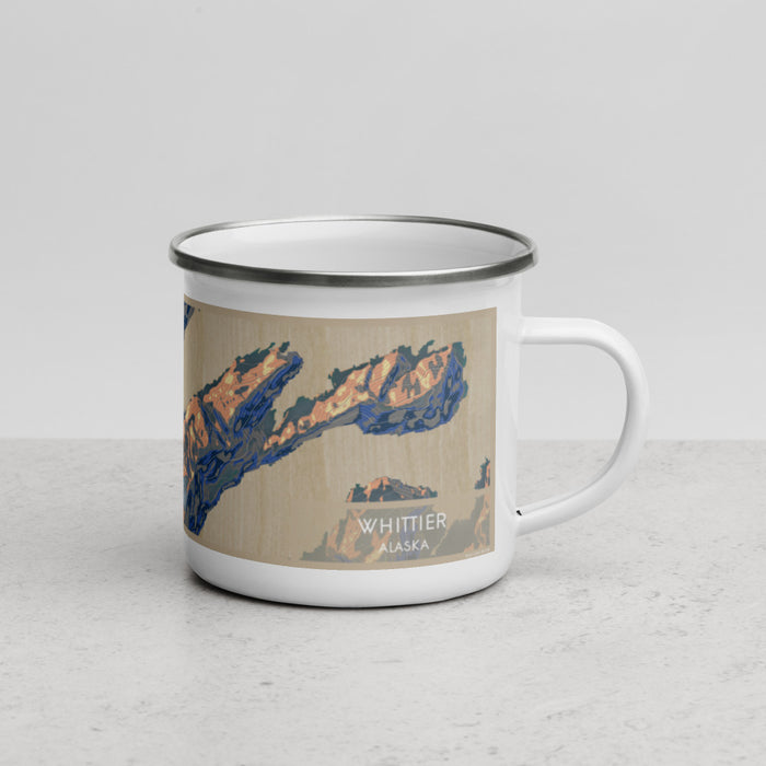 Right View Custom Whittier Alaska Map Enamel Mug in Afternoon