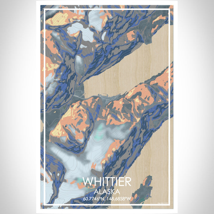 Whittier Alaska Map Print Portrait Orientation in Afternoon Style With Shaded Background