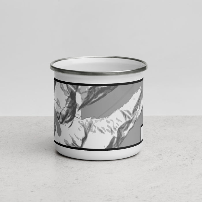 Front View Custom Whittier Alaska Map Enamel Mug in Classic