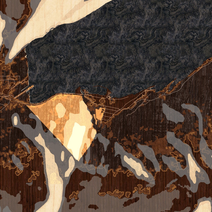 Whittier Alaska Map Print in Ember Style Zoomed In Close Up Showing Details