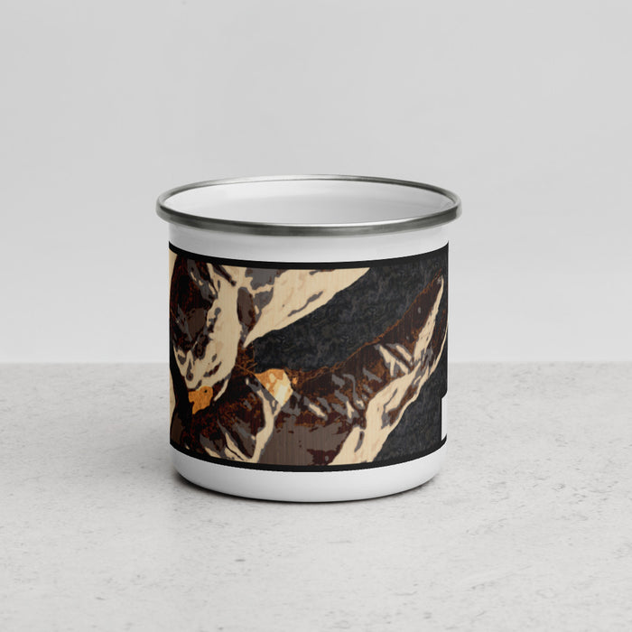 Front View Custom Whittier Alaska Map Enamel Mug in Ember