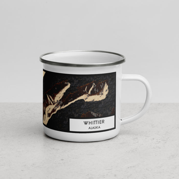 Right View Custom Whittier Alaska Map Enamel Mug in Ember
