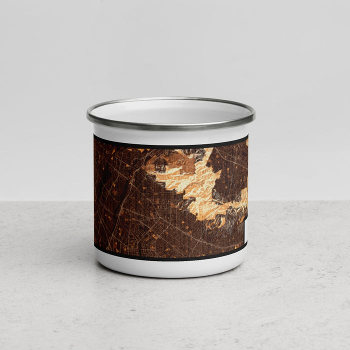 Front View Custom Whittier California Map Enamel Mug in Ember