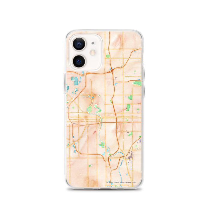 Custom Wichita Kansas Map iPhone 12 Phone Case in Watercolor