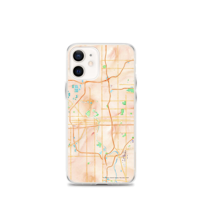 Custom Wichita Kansas Map iPhone 12 mini Phone Case in Watercolor
