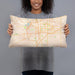 Person holding 20x12 Custom Wichita Kansas Map Throw Pillow in Watercolor