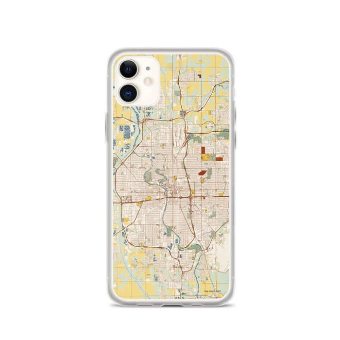 Custom Wichita Kansas Map Phone Case in Woodblock