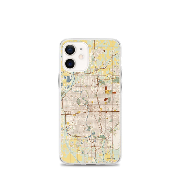 Custom Wichita Kansas Map iPhone 12 mini Phone Case in Woodblock