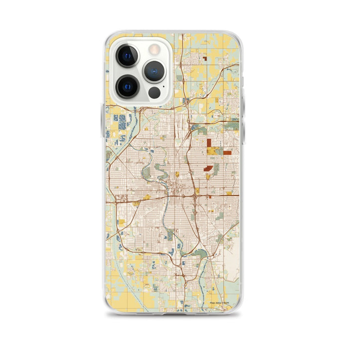 Custom Wichita Kansas Map iPhone 12 Pro Max Phone Case in Woodblock