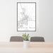 24x36 Wichita Falls Texas Map Print Portrait Orientation in Classic Style Behind 2 Chairs Table and Potted Plant