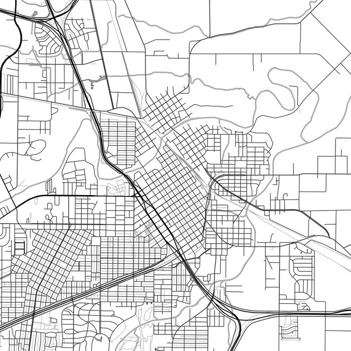 Wichita Falls Texas Map Print in Classic Style Zoomed In Close Up Showing Details