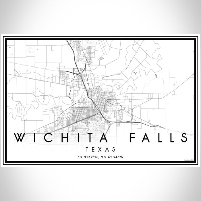 Wichita Falls Texas Map Print Landscape Orientation in Classic Style With Shaded Background