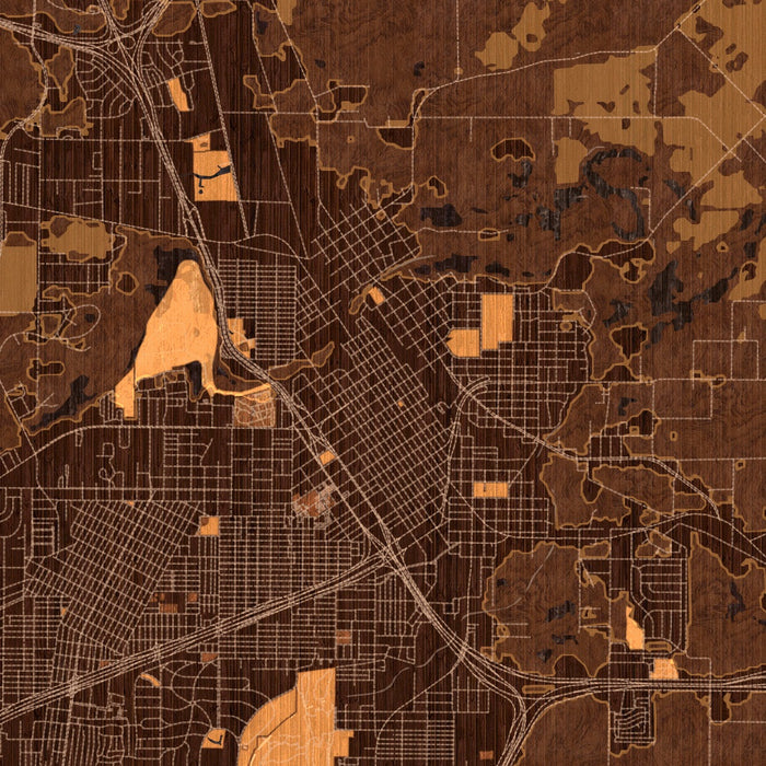 Wichita Falls Texas Map Print in Ember Style Zoomed In Close Up Showing Details