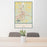 24x36 Wichita Falls Texas Map Print Portrait Orientation in Woodblock Style Behind 2 Chairs Table and Potted Plant