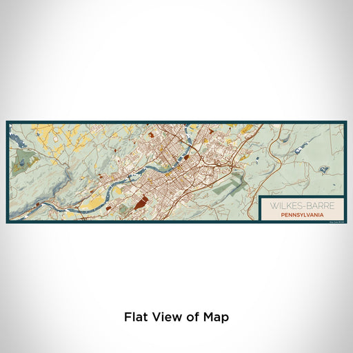 Flat View of Map Custom Wilkes-Barre Pennsylvania Map Enamel Mug in Woodblock