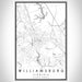Williamsburg Virginia Map Print Portrait Orientation in Classic Style With Shaded Background