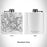 Rendered View of Williamsburg Virginia Map Engraving on 6oz Stainless Steel Flask in White