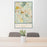 24x36 Williamsburg Virginia Map Print Portrait Orientation in Woodblock Style Behind 2 Chairs Table and Potted Plant