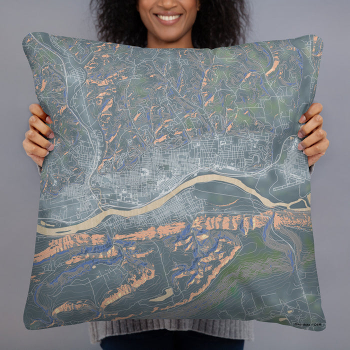 Person holding 22x22 Custom Williamsport Pennsylvania Map Throw Pillow in Afternoon
