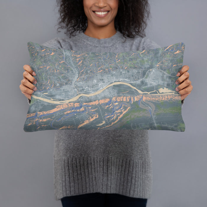 Person holding 20x12 Custom Williamsport Pennsylvania Map Throw Pillow in Afternoon