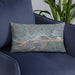 Custom Williamsport Pennsylvania Map Throw Pillow in Afternoon on Blue Colored Chair