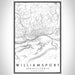 Williamsport Pennsylvania Map Print Portrait Orientation in Classic Style With Shaded Background