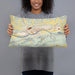 Person holding 20x12 Custom Williamsport Pennsylvania Map Throw Pillow in Woodblock