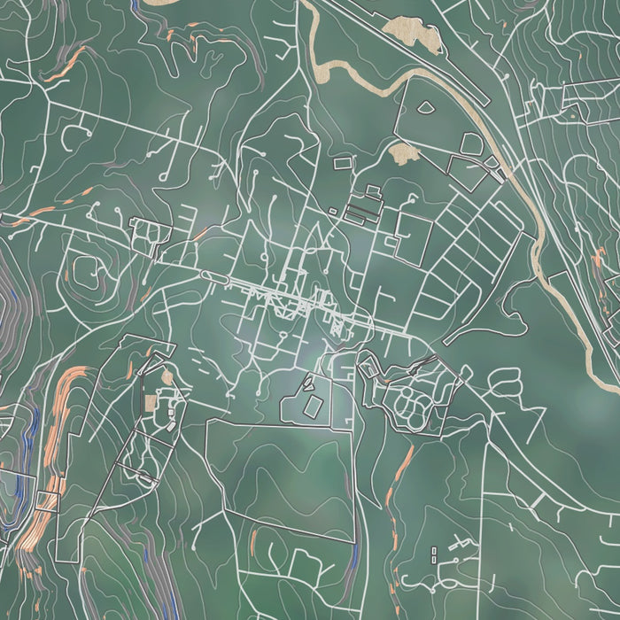 Williamstown Massachusetts Map Print in Afternoon Style Zoomed In Close Up Showing Details