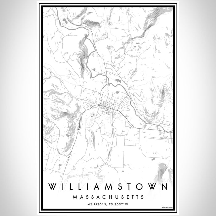 Williamstown Massachusetts Map Print Portrait Orientation in Classic Style With Shaded Background