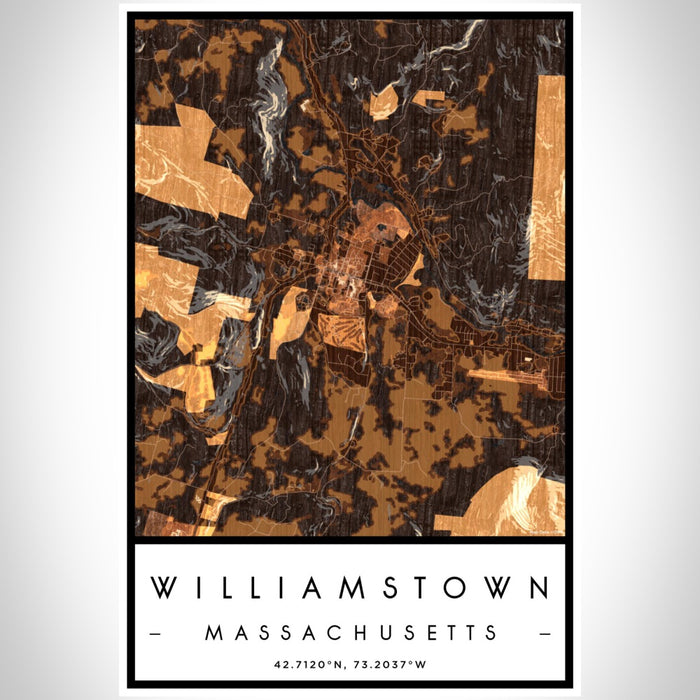 Williamstown Massachusetts Map Print Portrait Orientation in Ember Style With Shaded Background