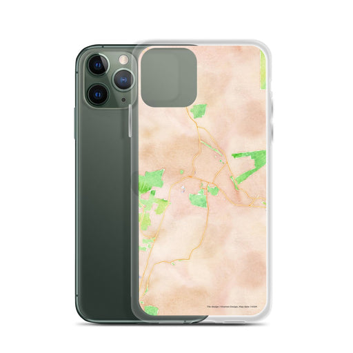 Custom Williamstown Massachusetts Map Phone Case in Watercolor on Table with Laptop and Plant