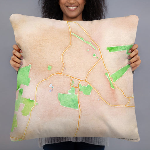 Person holding 22x22 Custom Williamstown Massachusetts Map Throw Pillow in Watercolor