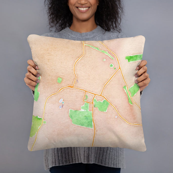Person holding 18x18 Custom Williamstown Massachusetts Map Throw Pillow in Watercolor