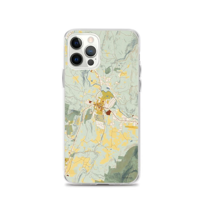 Custom Williamstown Massachusetts Map iPhone 12 Pro Phone Case in Woodblock