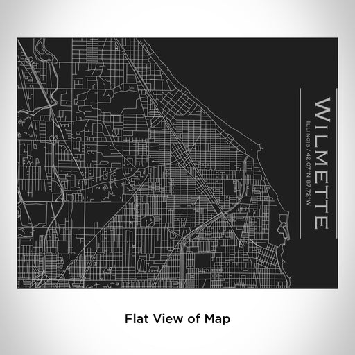 Rendered View of Wilmette Illinois Map Engraving on 20oz Stainless Steel Insulated Bottle with Bamboo Top in Black