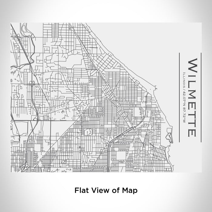 Rendered View of Wilmette Illinois Map Engraving on 20oz Stainless Steel Insulated Bottle with Bamboo Top in White