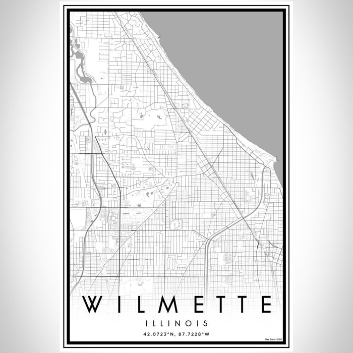 Wilmette Illinois Map Print Portrait Orientation in Classic Style With Shaded Background