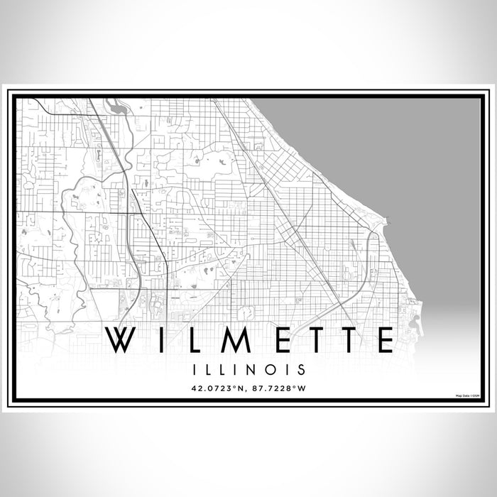 Wilmette Illinois Map Print Landscape Orientation in Classic Style With Shaded Background