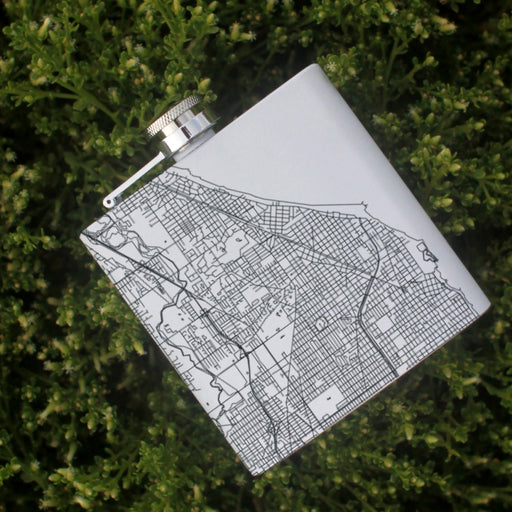 Wilmette Illinois Custom Engraved City Map Inscription Coordinates on 6oz Stainless Steel Flask in White