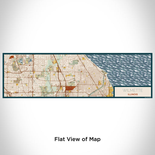 Flat View of Map Custom Wilmette Illinois Map Enamel Mug in Woodblock