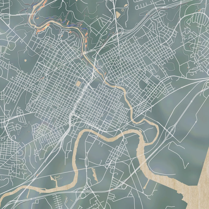 Wilmington Delaware Map Print in Afternoon Style Zoomed In Close Up Showing Details