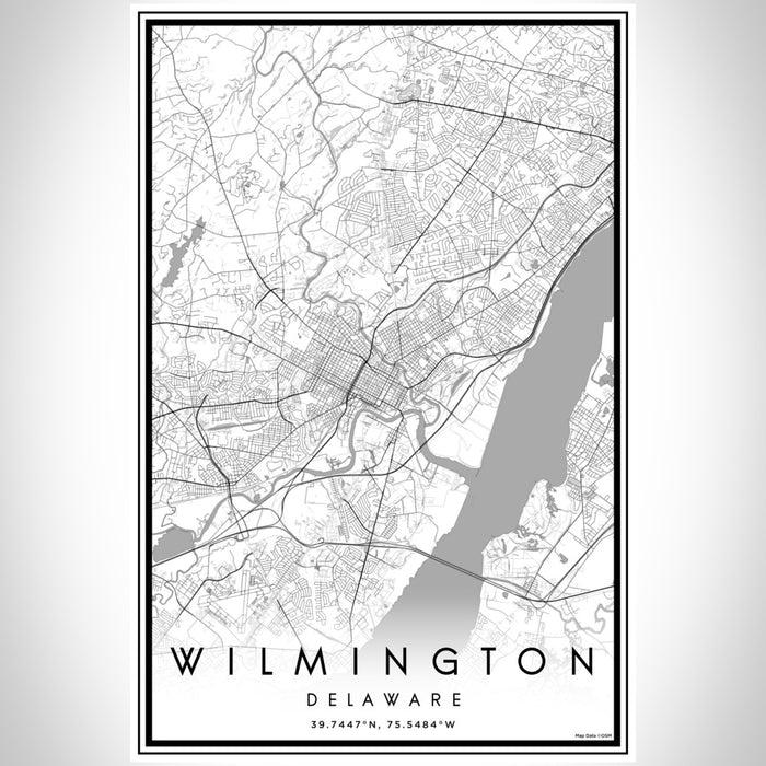 Wilmington Delaware Map Print Portrait Orientation in Classic Style With Shaded Background